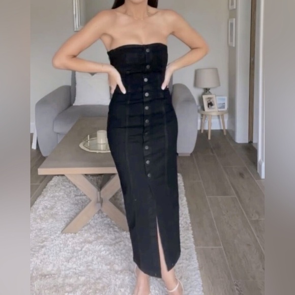 NWT black denim bustier dress - Picture 1 of 3